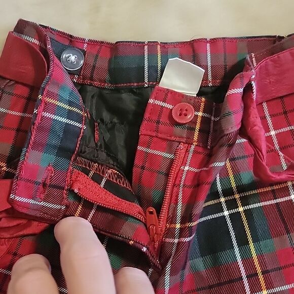 JANIE AND JACK RED AND GREEN PLAID HOLIDAY PANTS, SIZE 12-18 MONTHS - Picture 6 of 8